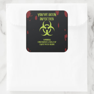 Sticker Carré Vous avez été infecté – Bonbon Virus Zombie