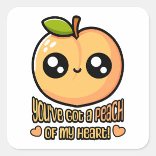 Sticker Carré Vous Avez Une Pêche De Mon Cœur ! Joli Jeu De Mots