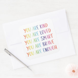 Sticker Carré Vous êtes aimé Amusantes affirmations positives ar