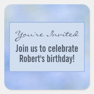 Sticker Carré Vous êtes invités Cachet Bleu Jaune Abstrait Casua