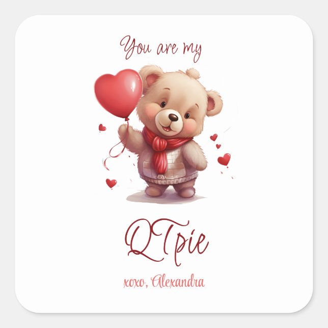 Sticker Carré Vous êtes mon QTpie | Jour des Valentines de l'our (Devant)