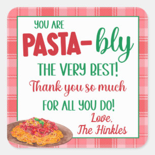 Sticker Carré Vous êtes Pasta-Bly Le meilleur cadeau
