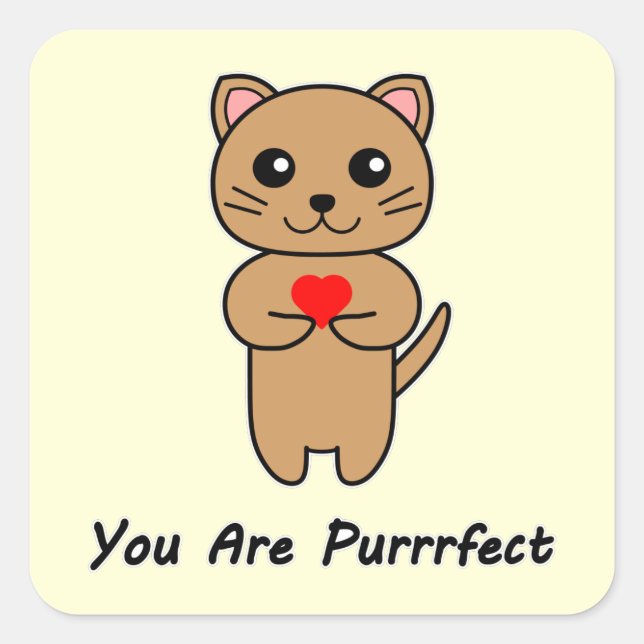 Sticker Carré Vous êtes Purrrfect - Fond jaune (Devant)