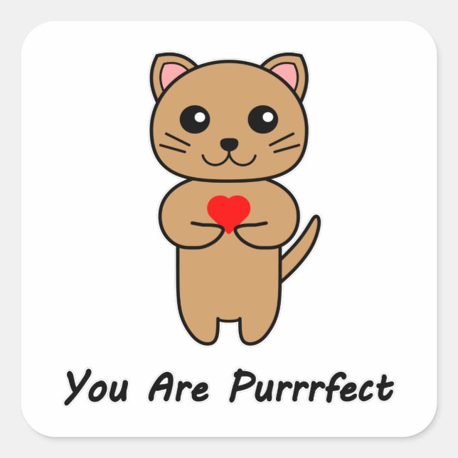Sticker Carré Vous êtes Purrrparfait (Devant)