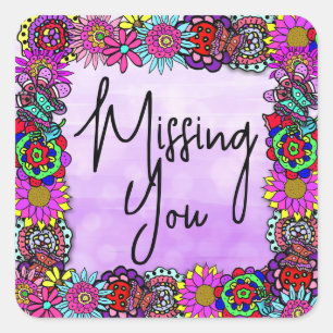 Sticker Carré Vous Manquez Une Jolie Frontière Florale