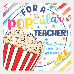 Sticker Carré vous me faites pop merci popcorn volontaire