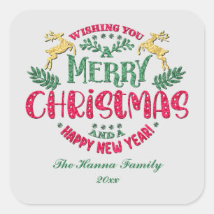 Sticker Carré Vous souhaitant un Joyeux Noël et une Bonne Année