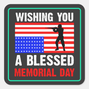 Sticker Carré Vous souhaitant un Memorial Day béni