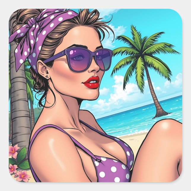 Sticker Carré Vous souhaiter un bel été | Salut (Devant)