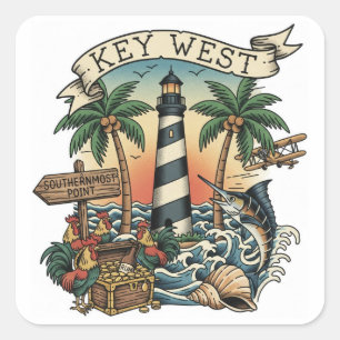Sticker Carré Voyage à Key West en Floride