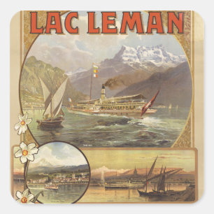 Sticker Carré Voyage au Lac Léman