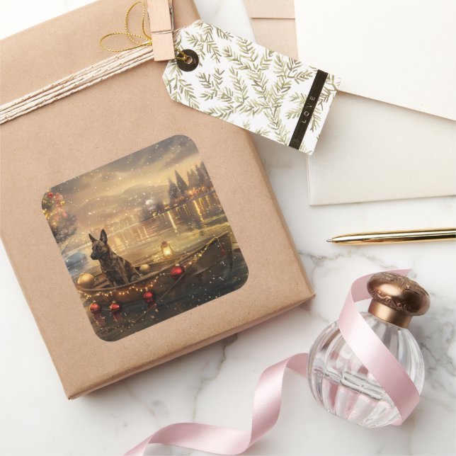 Sticker Carré Voyage de Noël de Malinoi en Belgique (Cadeaux)