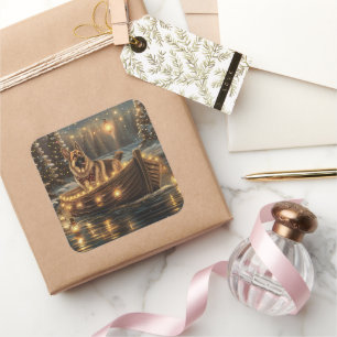 Sticker Carré Voyage de Noël du berger allemand