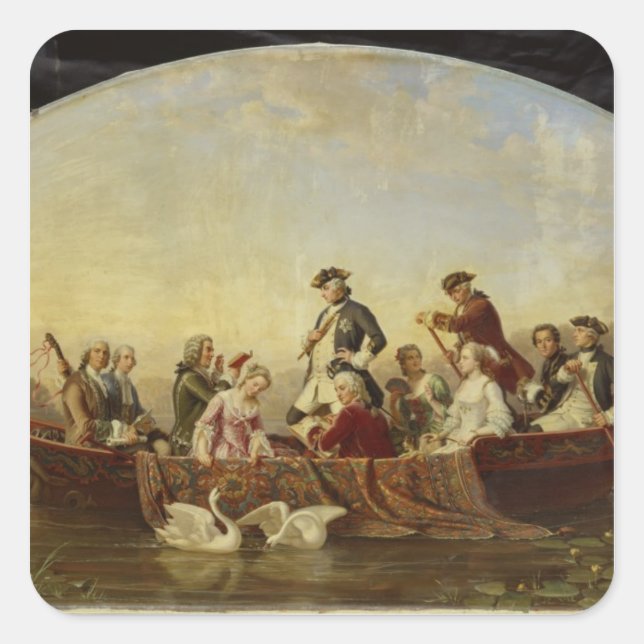 Sticker Carré Voyage en bateau à Rheinsberg (Devant)