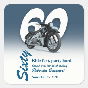 Sticker Carré Voyage en moto classique à grande vitesse pour 60
