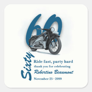 Sticker Carré Voyage en moto classique à grande vitesse pour mes