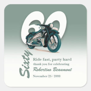 Sticker Carré Voyage en moto classique à grande vitesse pour mes