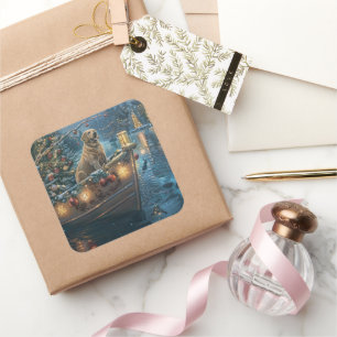 Sticker Carré Voyage festif de Noël au Labrador