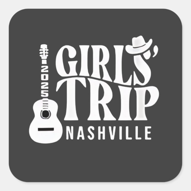 Sticker Carré Voyage Filles Nashville 2025 Vacances Été  (Devant)