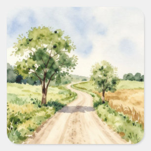 Sticker Carré Voyage paisible à travers la campagne : un chemin
