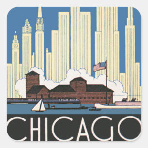 Sticker Carré Voyage sur mesure à Chicago Tout a la ligne d'hori