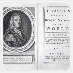 Sticker Carré 'Voyages de Gulliver' par Jonathan Swift, 1726