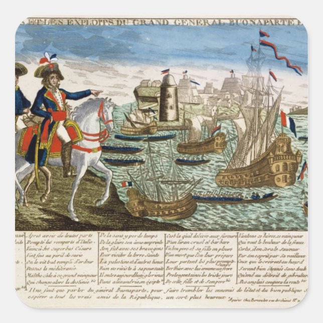 Sticker Carré Voyages et exploits du général Bonaparte 1798 (Devant)