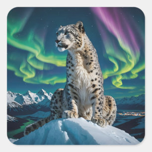 Sticker Carré « Voyageur du ciel du Nord » – Portrait de léopard