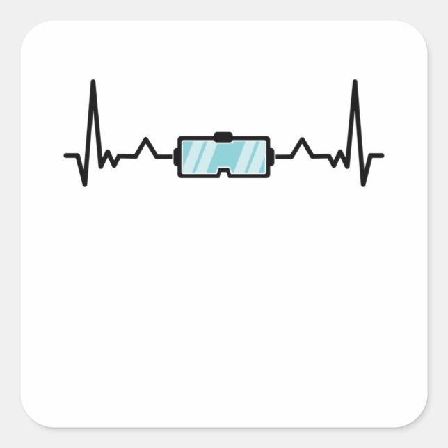 Sticker Carré VR Cadeau réalité virtuelle Gamer Heartbeat (Devant)