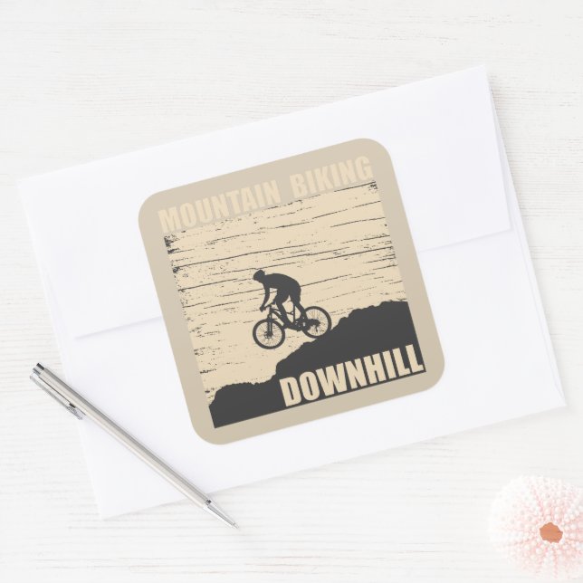 Sticker Carré VTT Downhill Vélos de Montagne (Enveloppe)