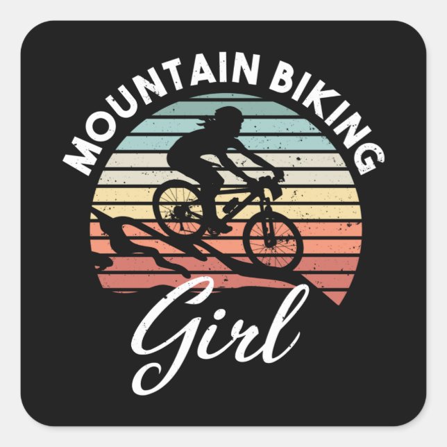 Sticker Carré VTT Girl MTB Cadeau pour femmes (Devant)