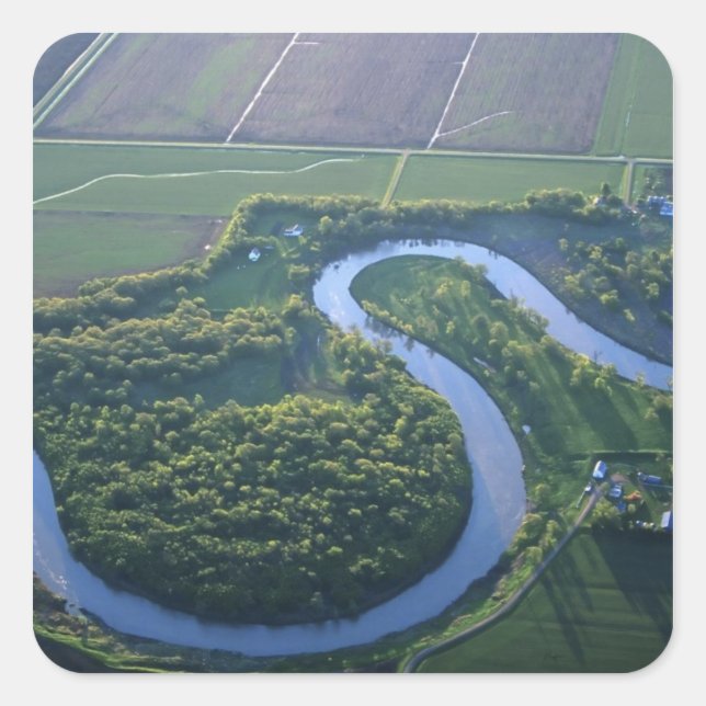 Sticker Carré Vue aérienne de la rivière Rouge du Nord (Devant)