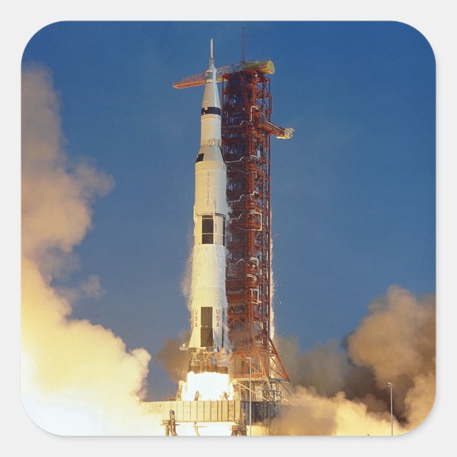 Sticker Carré Vue au sol de l'engin spatial de mission lunaire (Devant)