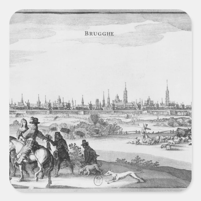 Sticker Carré Vue de Bruges (Devant)