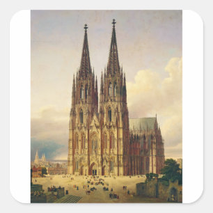 Sticker Carré Vue de la cathédrale gothique de Cologne dans tout