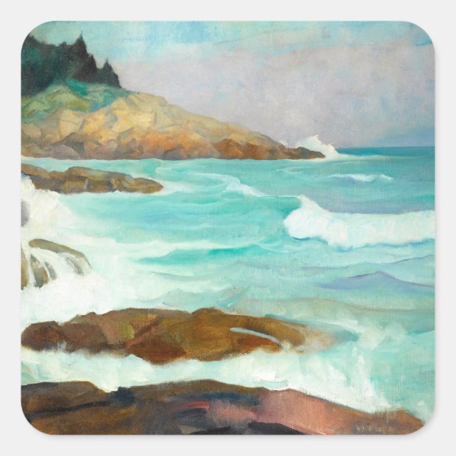 Sticker Carré Vue de la côte du Maine par Newell Convers Wyeth (Devant)