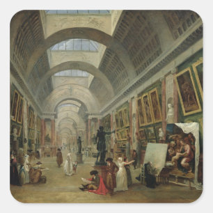 Sticker Carré Vue de la Grande Galerie du Louvre, 1796