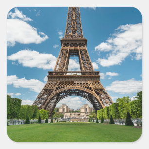 Sticker Carré Vue de la Tour Eiffel depuis le parc public Champ