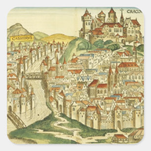 Sticker Carré Vue de la ville de Cracovie (Kracow), du Nure