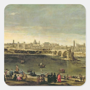 Sticker Carré Vue de la ville de Saragosse