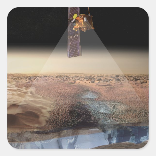 Sticker Carré Vue de l'artiste de l'odyssée détectant la glace (Devant)