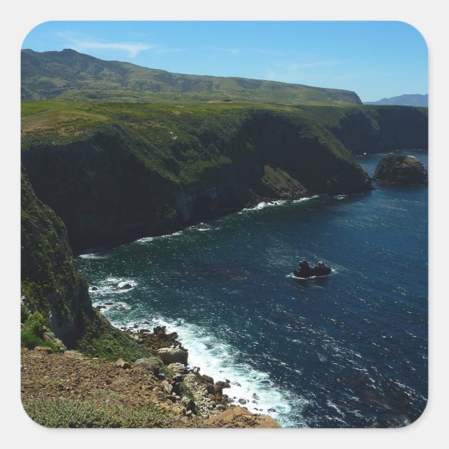 Sticker Carré Vue de l'île Père Noël Cruz dans les îles Channel (Devant)