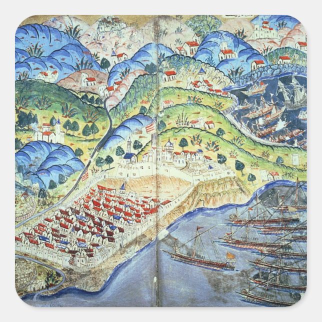 Sticker Carré Vue de Nice, du nom de famille (Devant)