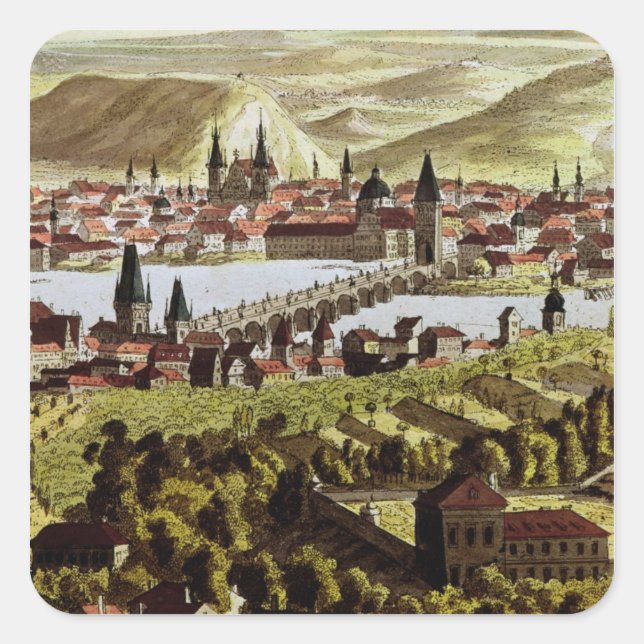 Sticker Carré Vue de Prague (Devant)
