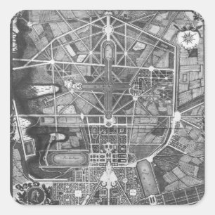 Sticker Carré Vue d'ensemble de la ville et du château de