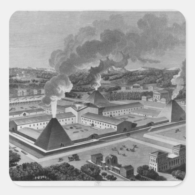 Sticker Carré Vue d'ensemble d'une forge de canon (Devant)