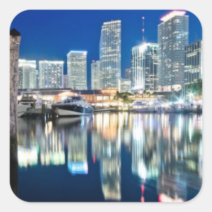 Sticker Carré Vue du ciel avec réflexion sur l'eau, Miami
