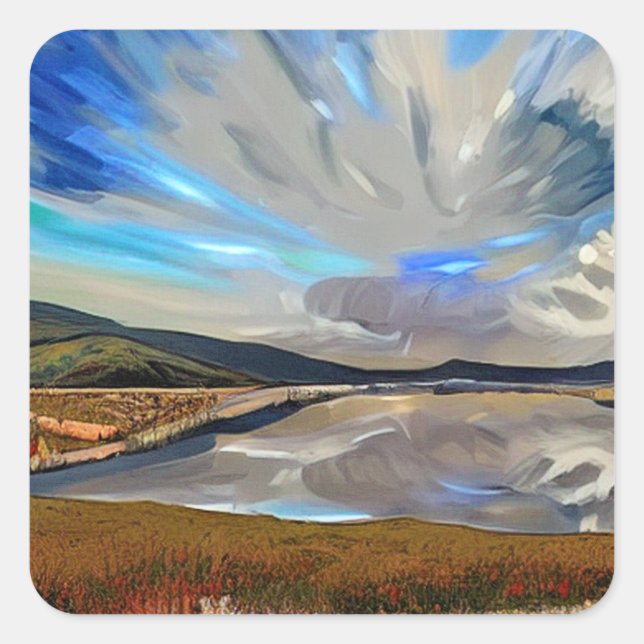 STICKER CARRÉ VUE DU LAC (Devant)