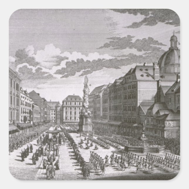 Sticker Carré Vue d'une procession dans le Graben (Devant)