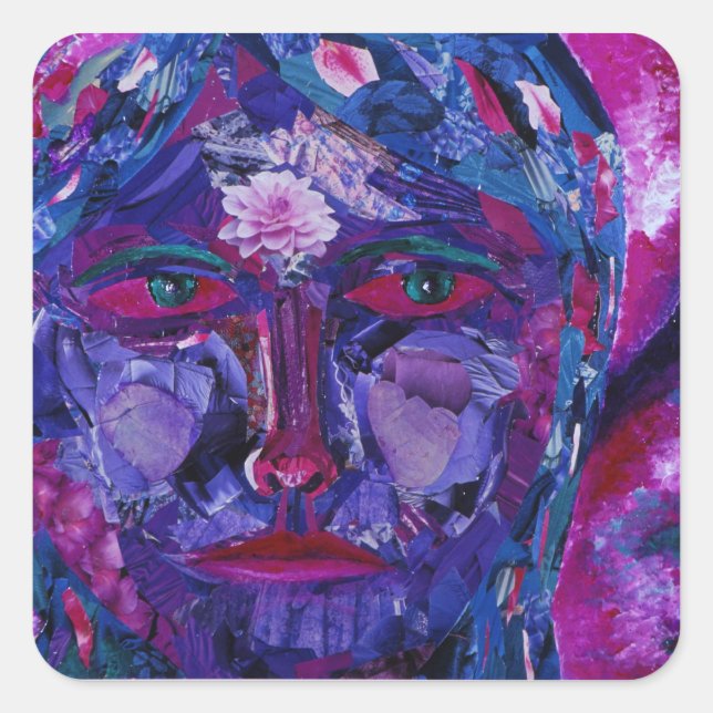 Sticker Carré Vue intérieure - Magenta & Violet (Devant)